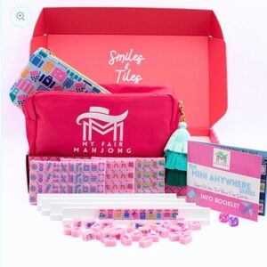 Pink Travel Mahjong Set with Travel Mat